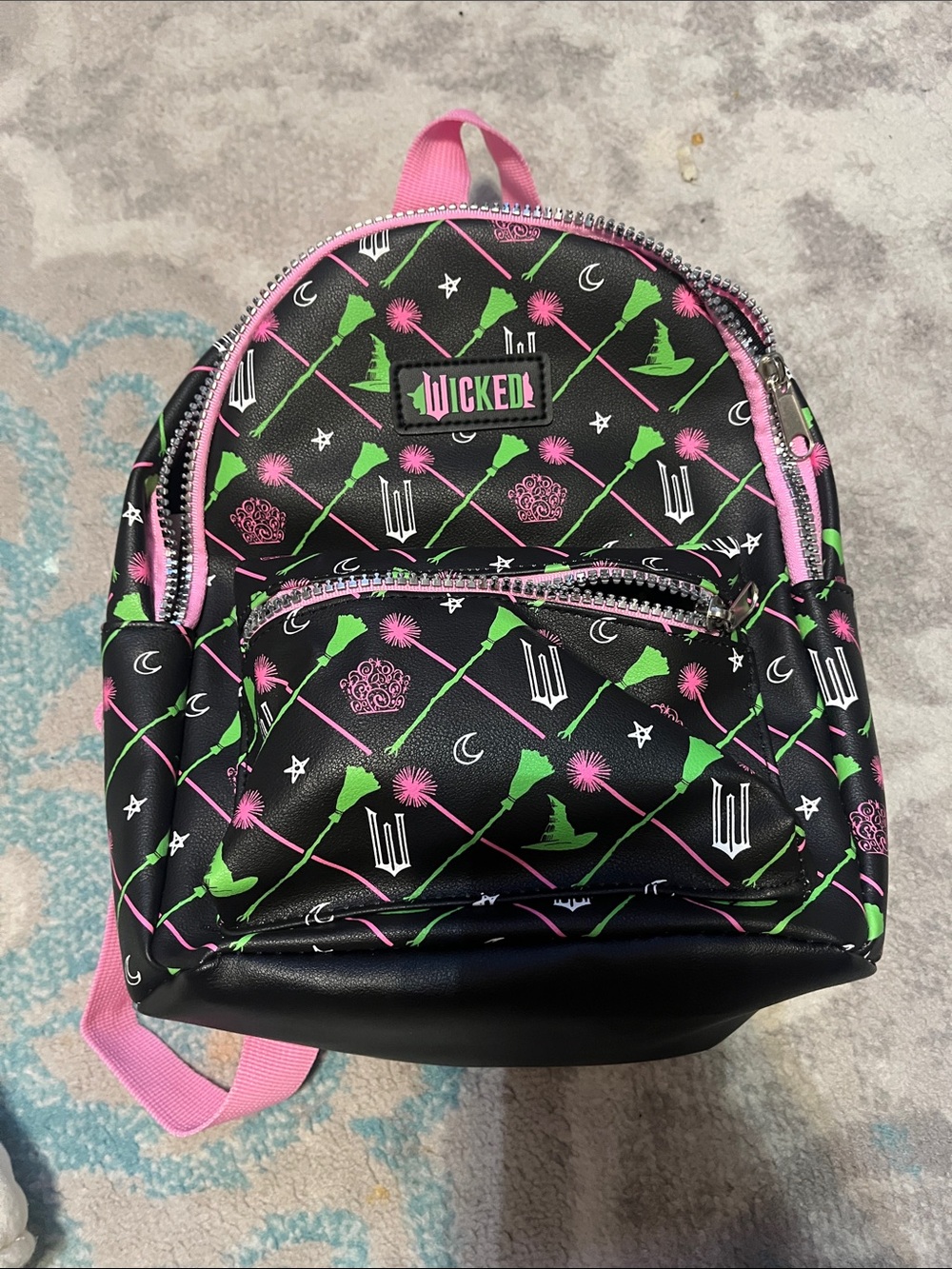 WICKED Mini Backpack – Black with Pink & Green Accents